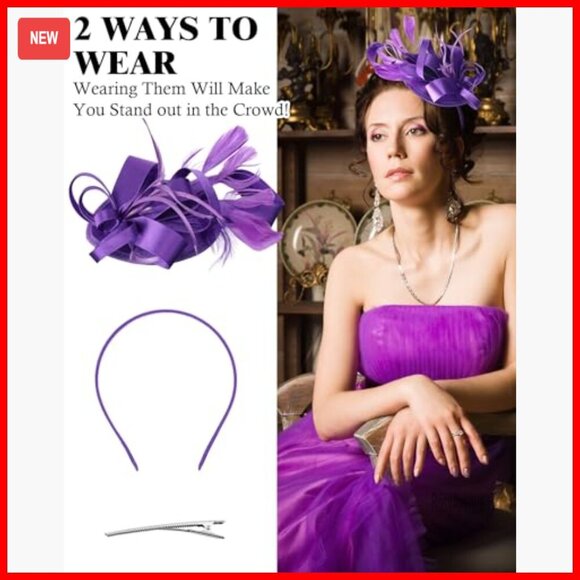 6 Pack Vintage Derby Fascinator Hats Mesh Feather Hair Clip Tea Party main image 7